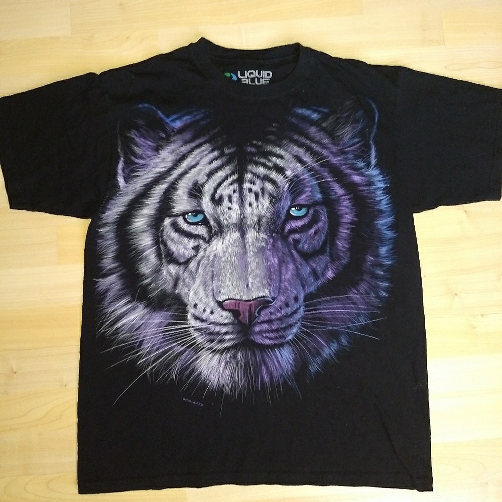 SOLD💥White Tiger Liquid Blue tee
